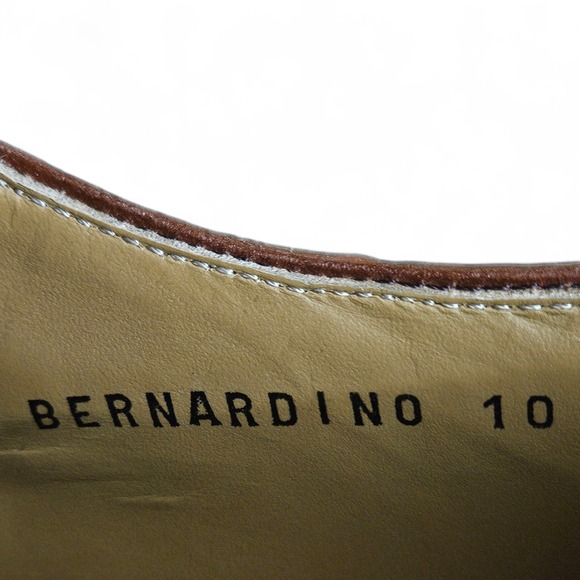 David Eden Leather Dress Shoes 10 Brown Cognac Embossed Croc Print Oxfords Spain - Picture 9 of 13